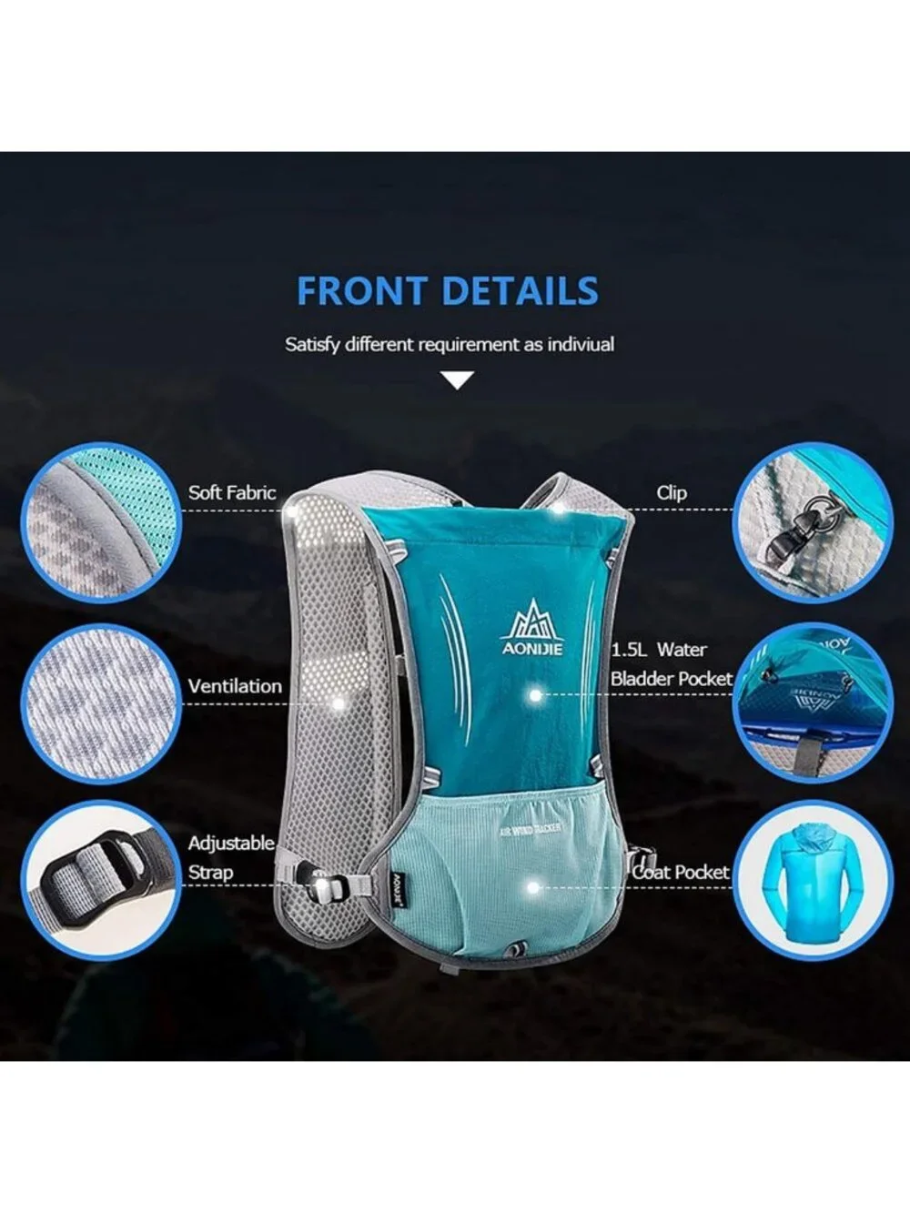 5L Running Hydration Vest Pack for Trail Running, Hiking, Jogging - Unisex